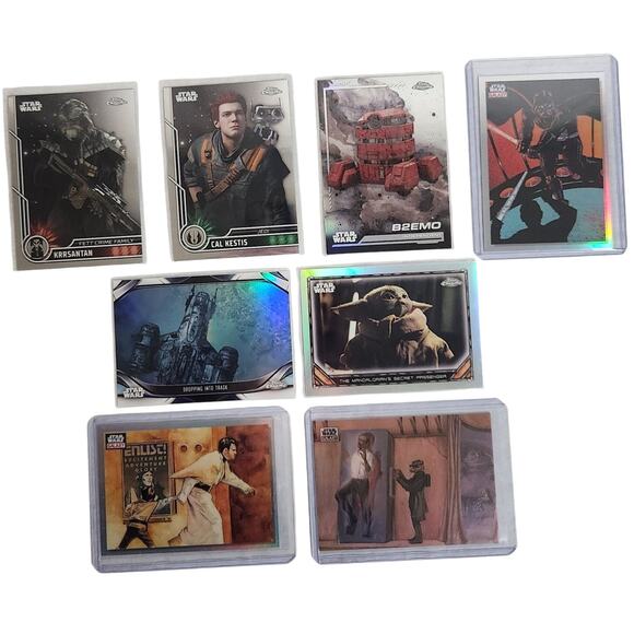 Topps Star Wars TCG Lot Of 8 Refractors / Chrome In Sleeves NM - Picture 1 of 8